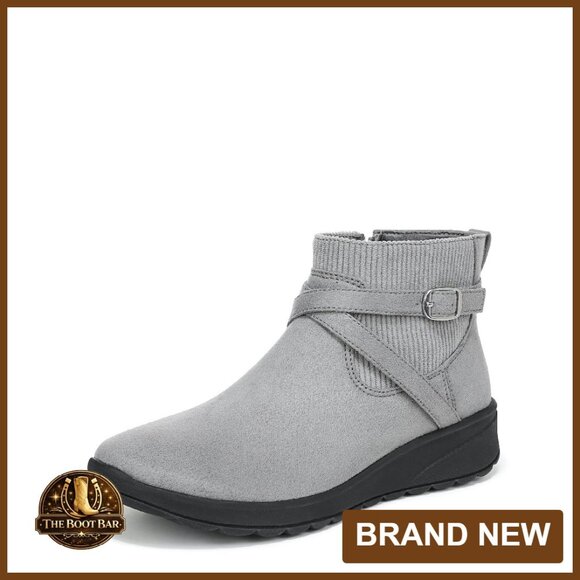 Shoes - Women's Comfortable Ankle Booties Stretch Knit 1.25" Wedge Heel